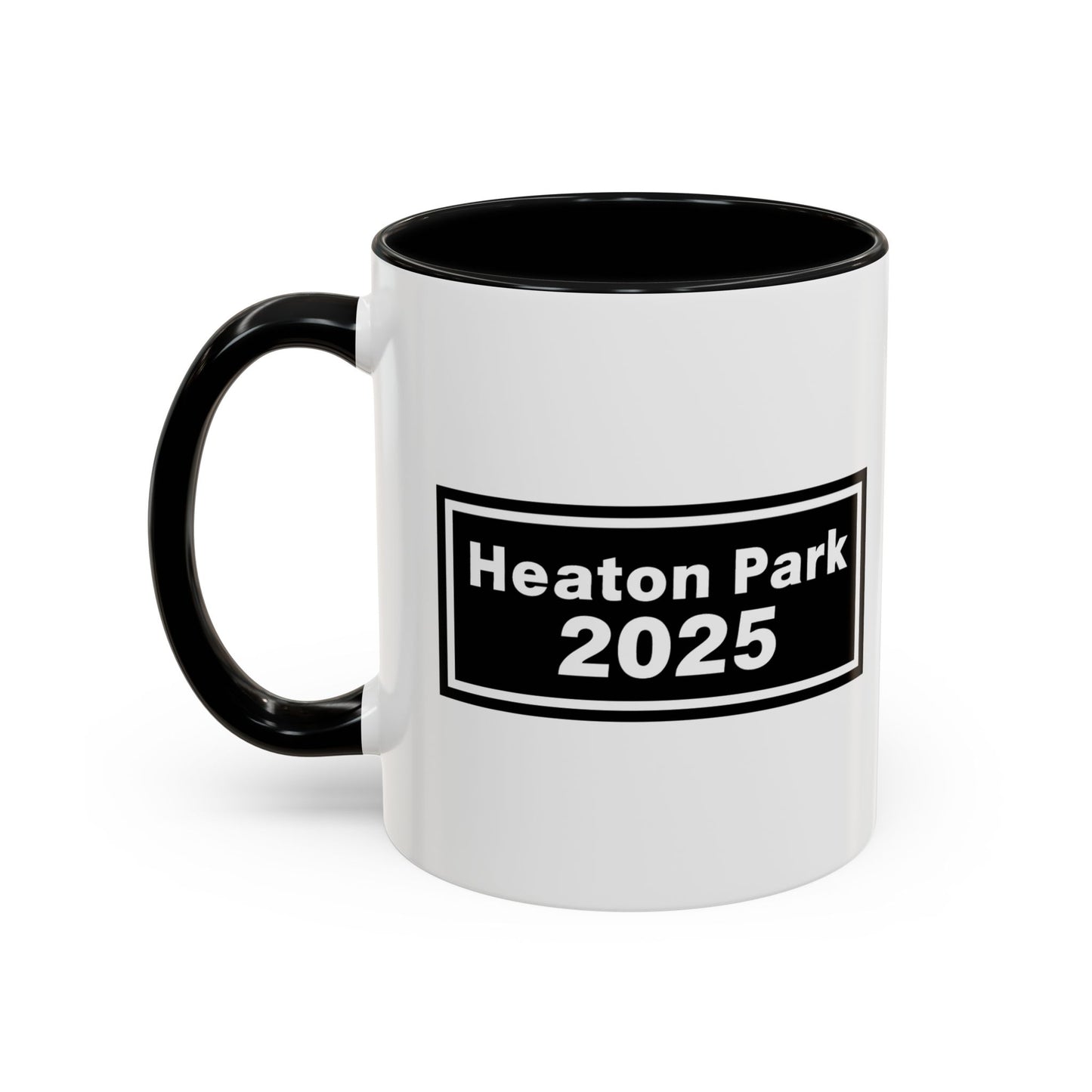 Heaton Park Celebration Mug - Black Accent Coffee Cup, Customizable Gifts, 2025 Graduation, Family Reunion, Unique Collectible