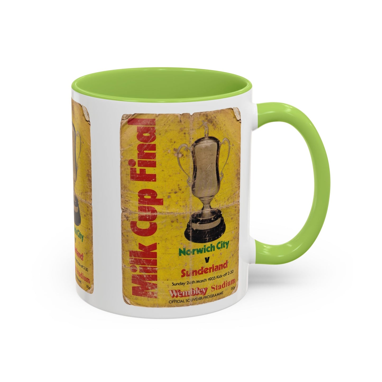 1985 Milk Cup Final Norwich City Sunderland Programme Poster Accent Coffee Mug (11, 15oz)