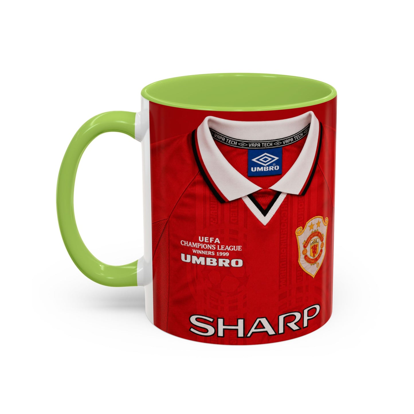 Manchester United European Shirt 1997-2000 Accent Coffee Mug (11, 15oz)