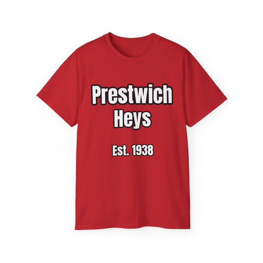 Prestwich Heys Est. 1938 Black on Red