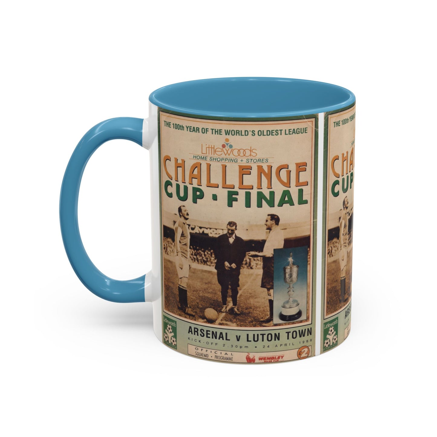 1988 Littlewoods Cup Final Luton Town Arsenal Programme Poster Accent Coffee Mug (11, 15oz)