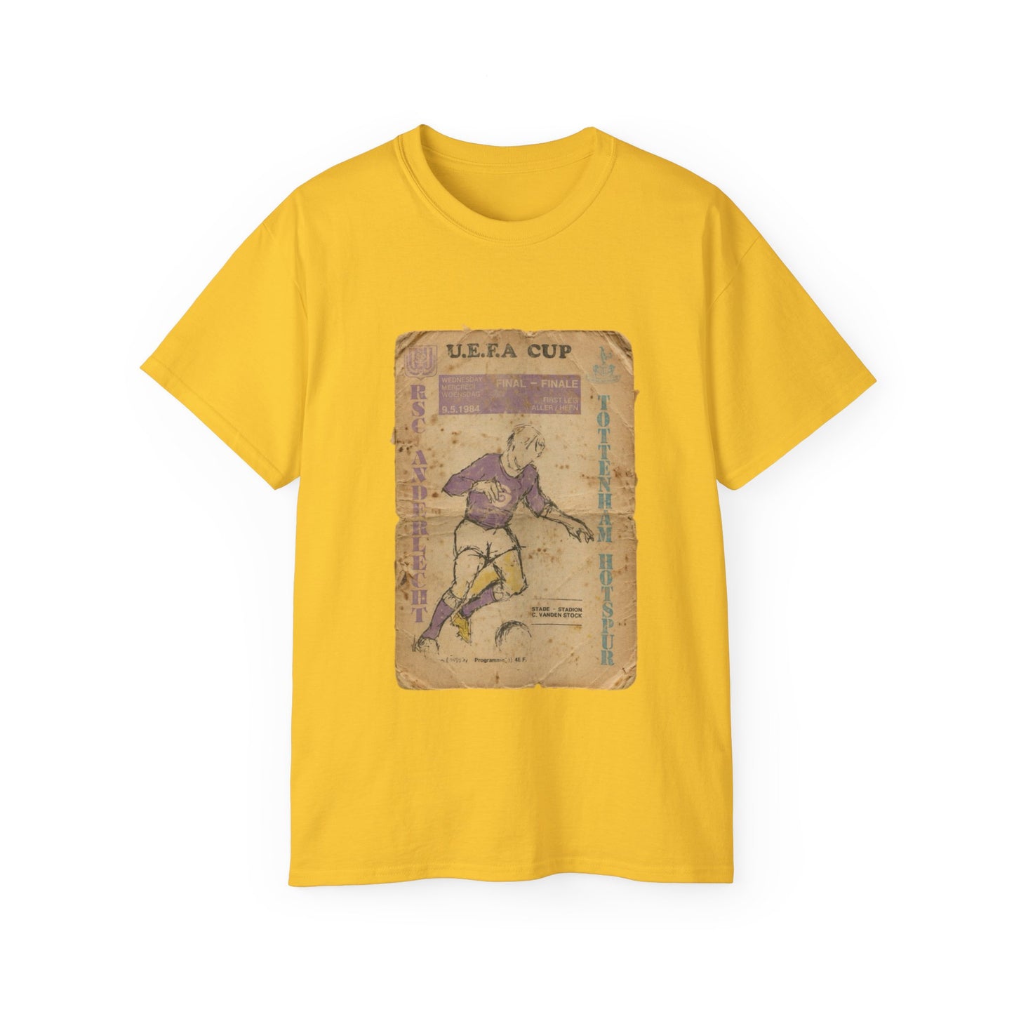 1984 UEFA Cup Final Tottenham Hotspur Anderlecht Programme Poster Unisex Ultra Cotton Tee
