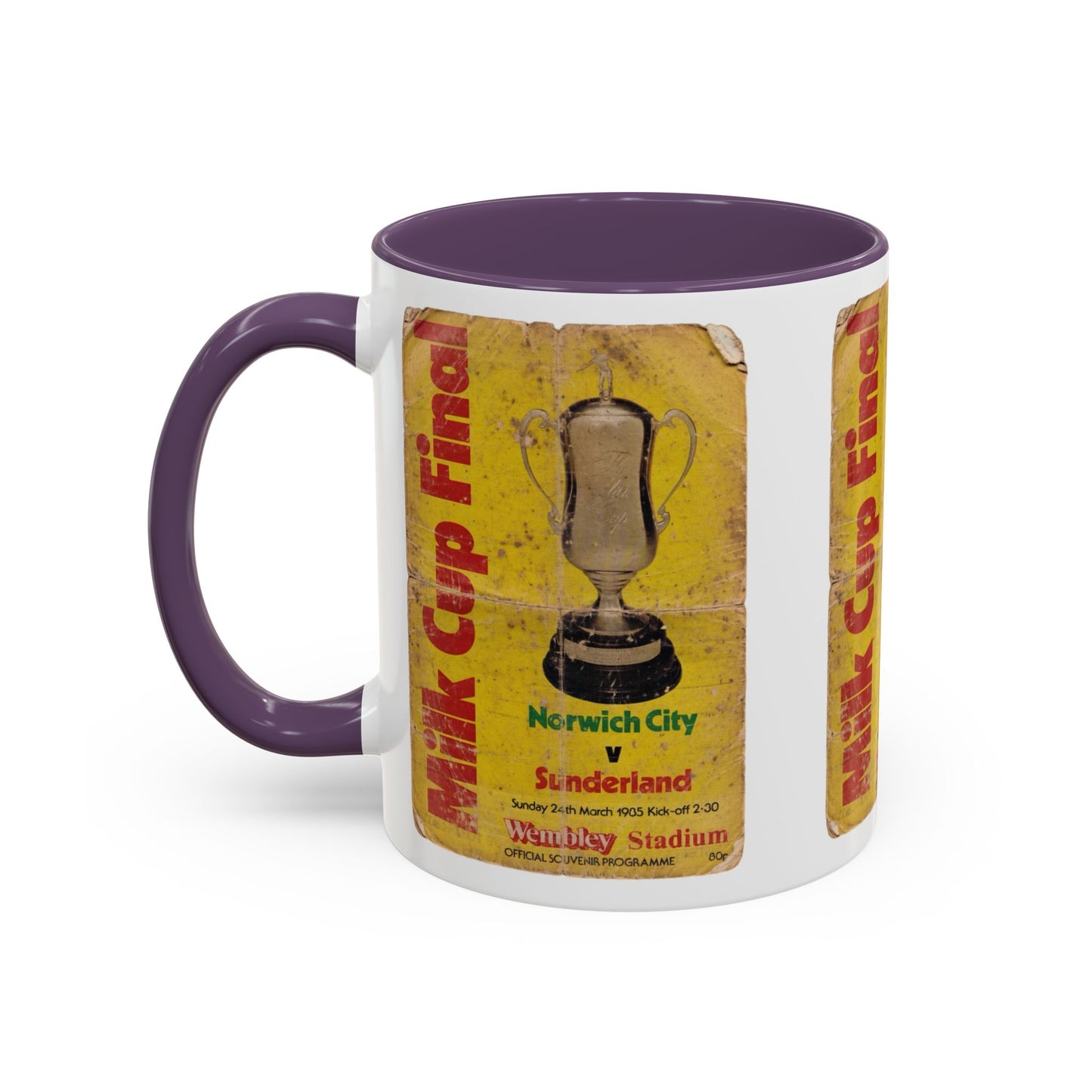 1985 Milk Cup Final Norwich City Sunderland Programme Poster Accent Coffee Mug (11, 15oz)