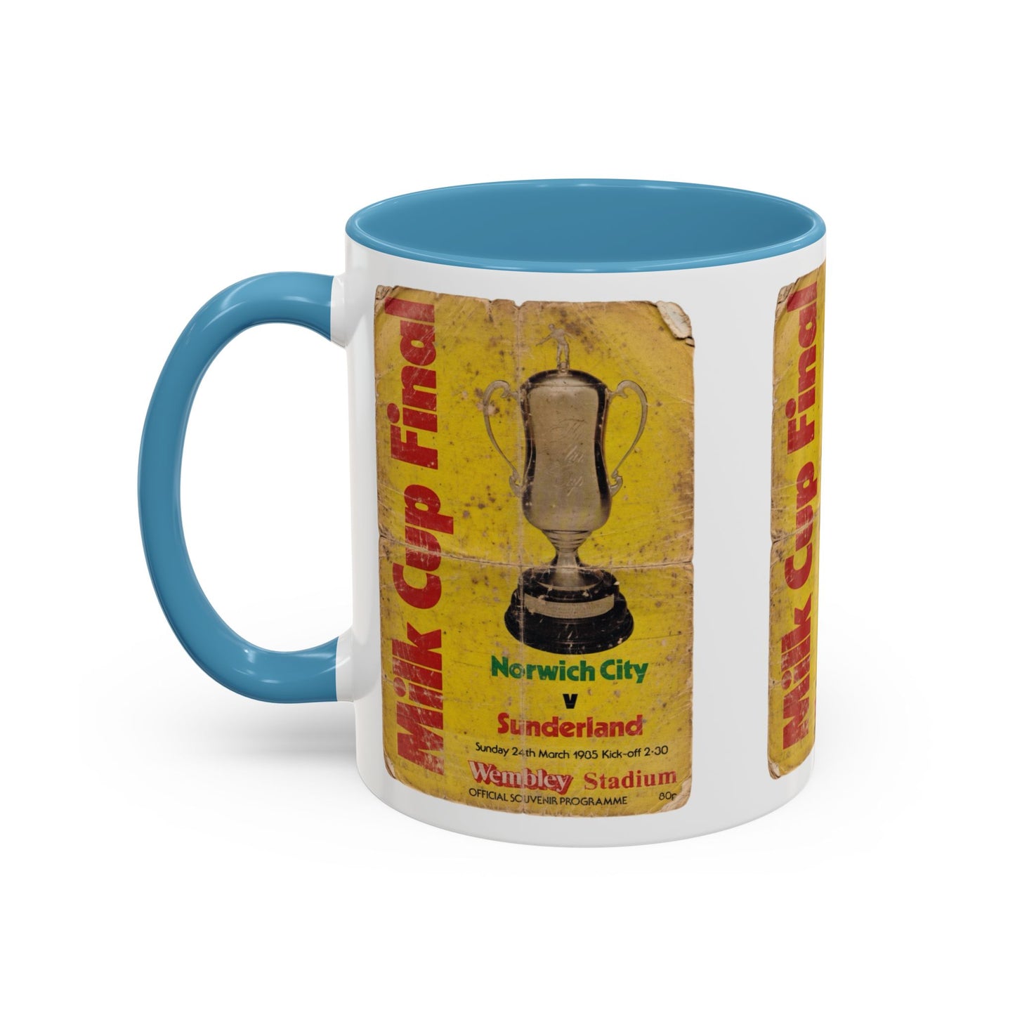 1985 Milk Cup Final Norwich City Sunderland Programme Poster Accent Coffee Mug (11, 15oz)