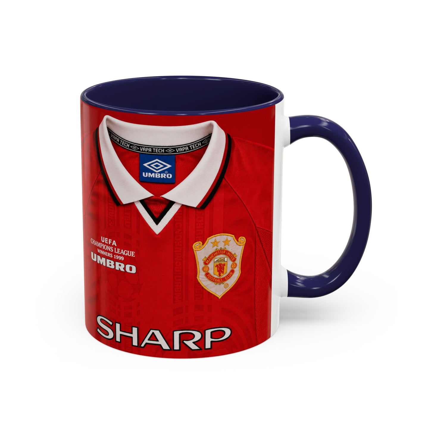 Manchester United European Shirt 1997-2000 Accent Coffee Mug (11, 15oz)
