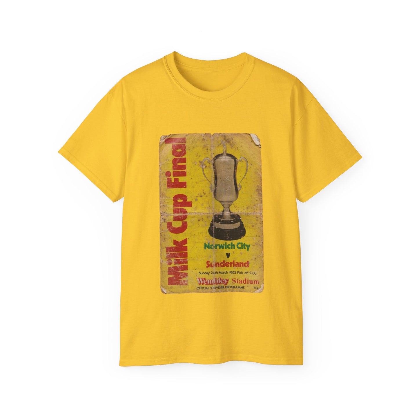 1985 Milk Cup Final Norwich City Sunderland Programme Poster Unisex Ultra Cotton Tee