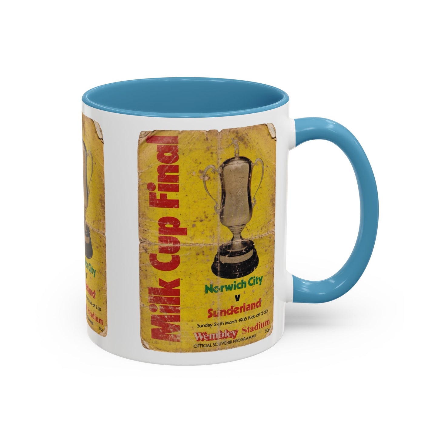 1985 Milk Cup Final Norwich City Sunderland Programme Poster Accent Coffee Mug (11, 15oz)