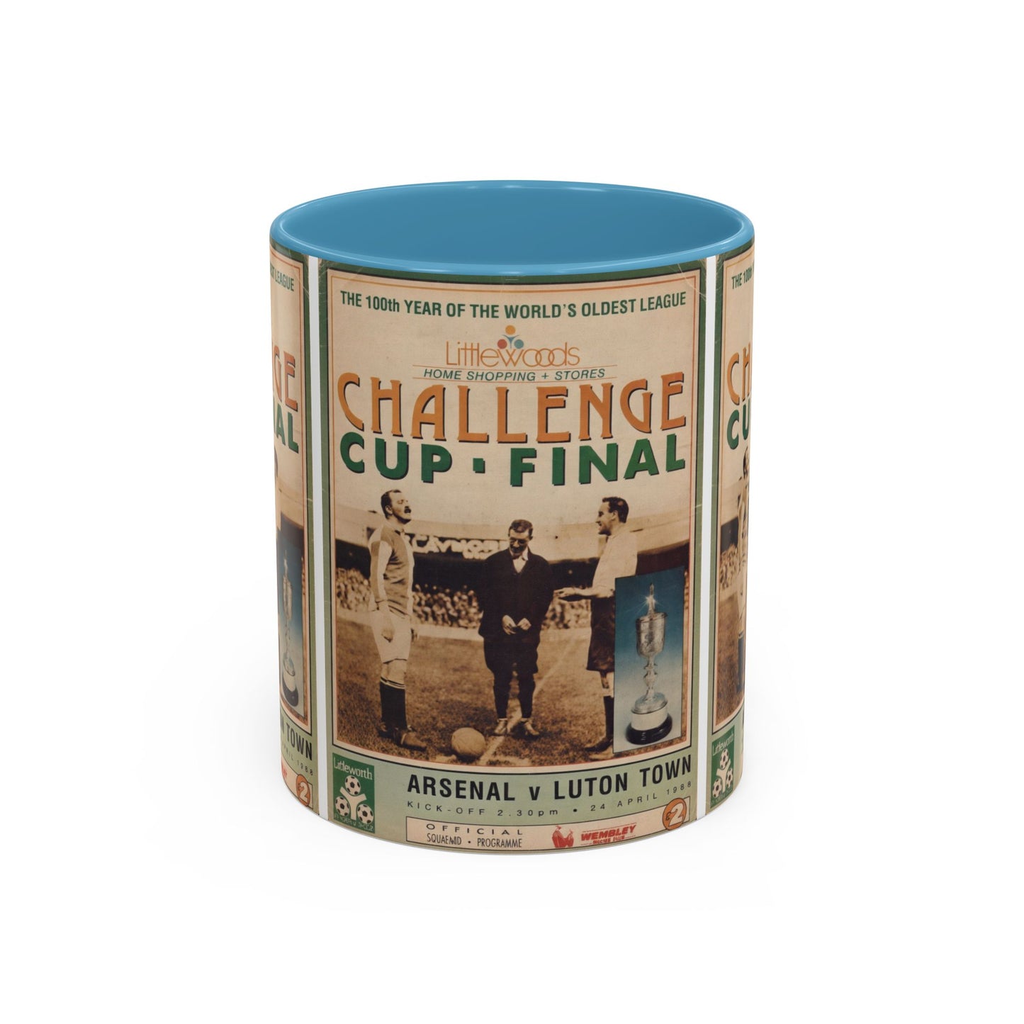 1988 Littlewoods Cup Final Luton Town Arsenal Programme Poster Accent Coffee Mug (11, 15oz)