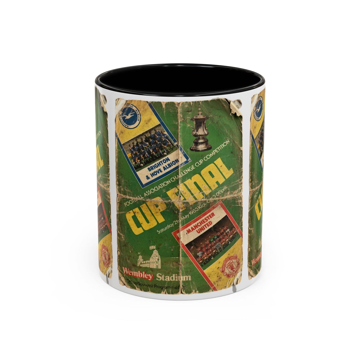 1983 FA Cup Final Manchester United Brighton Programme Poster Accent Coffee Mug (11, 15oz)