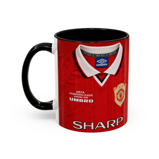 Manchester United European Shirt 1997-2000 Accent Coffee Mug (11, 15oz)