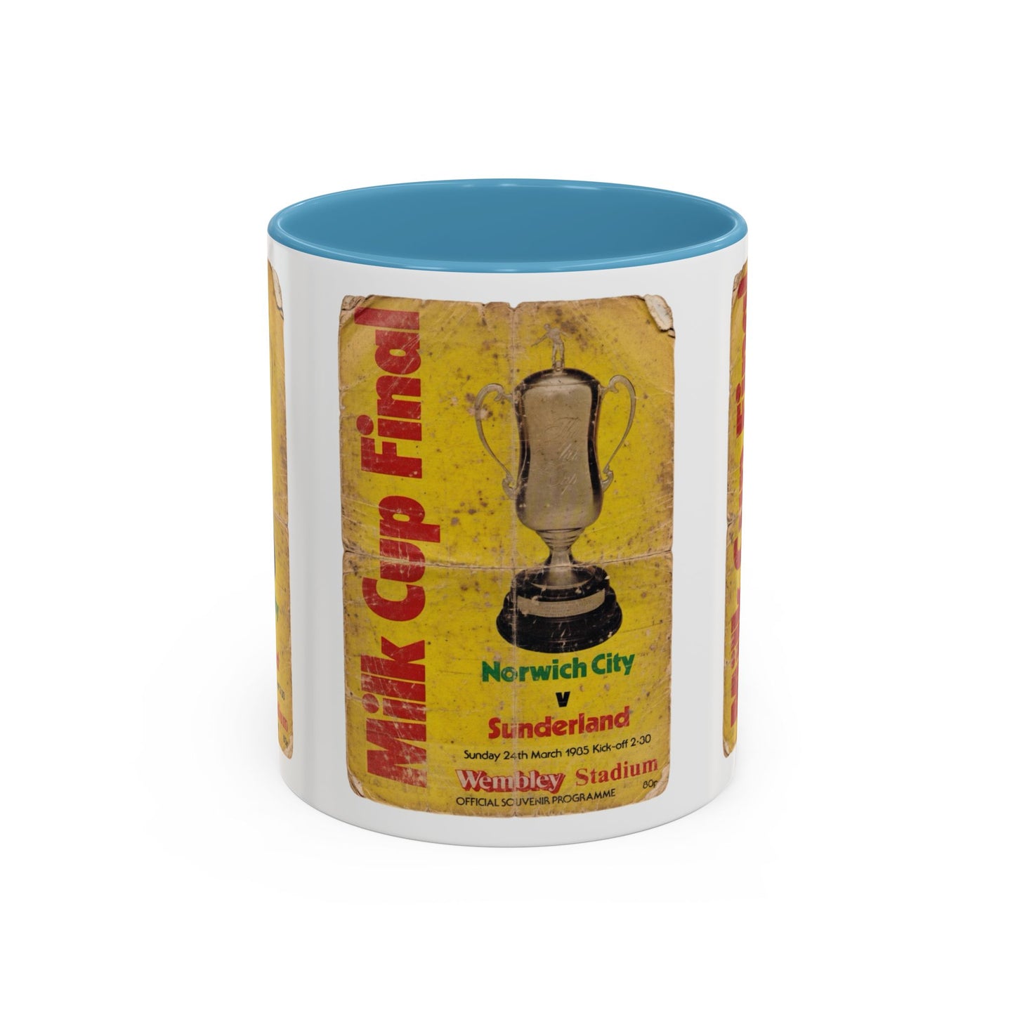1985 Milk Cup Final Norwich City Sunderland Programme Poster Accent Coffee Mug (11, 15oz)