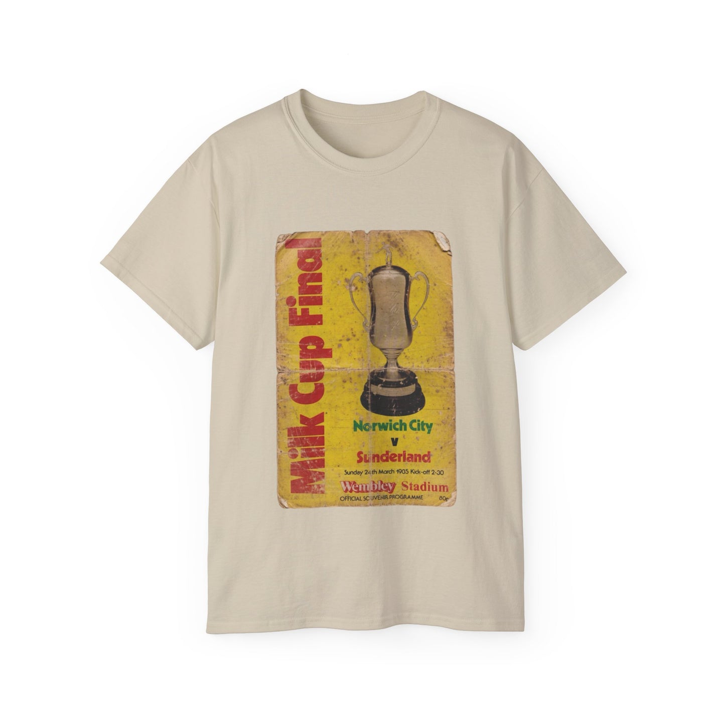1985 Milk Cup Final Norwich City Sunderland Programme Poster Unisex Ultra Cotton Tee