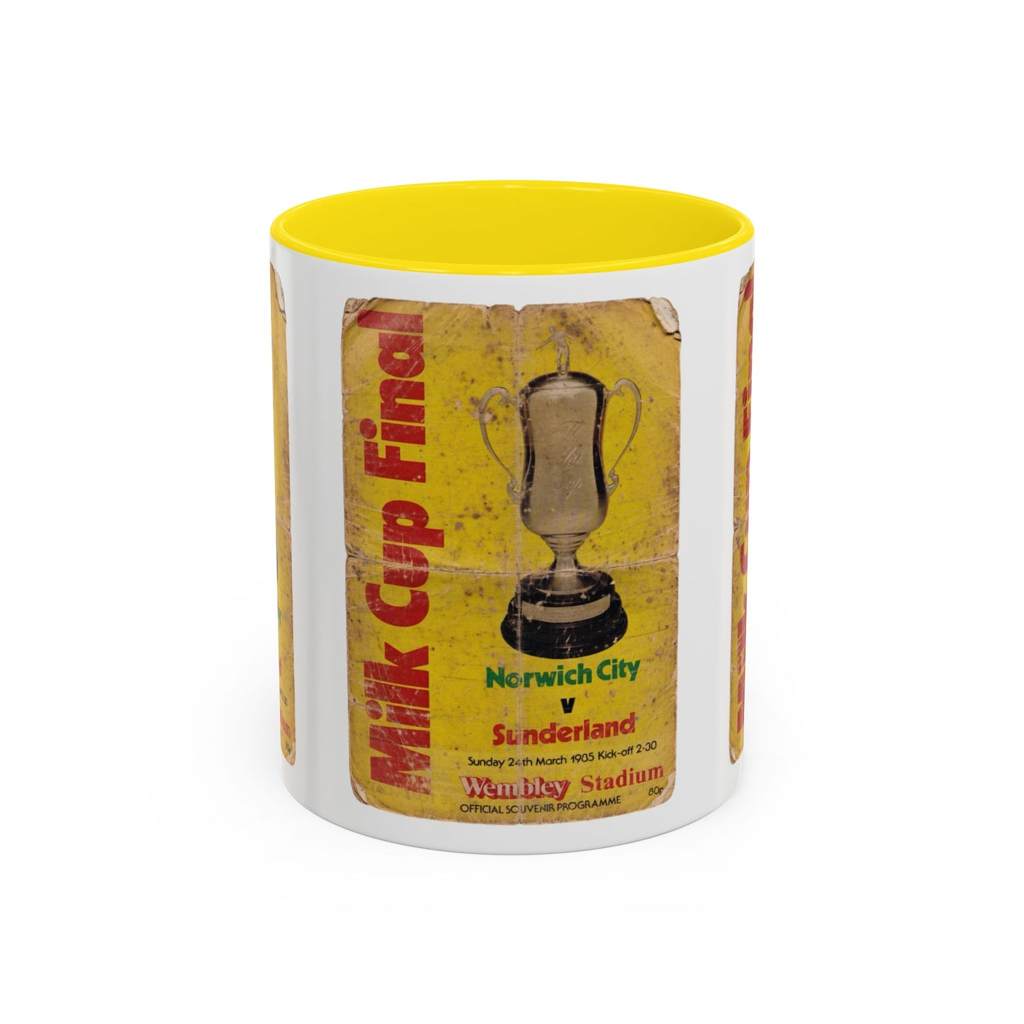 1985 Milk Cup Final Norwich City Sunderland Programme Poster Accent Coffee Mug (11, 15oz)