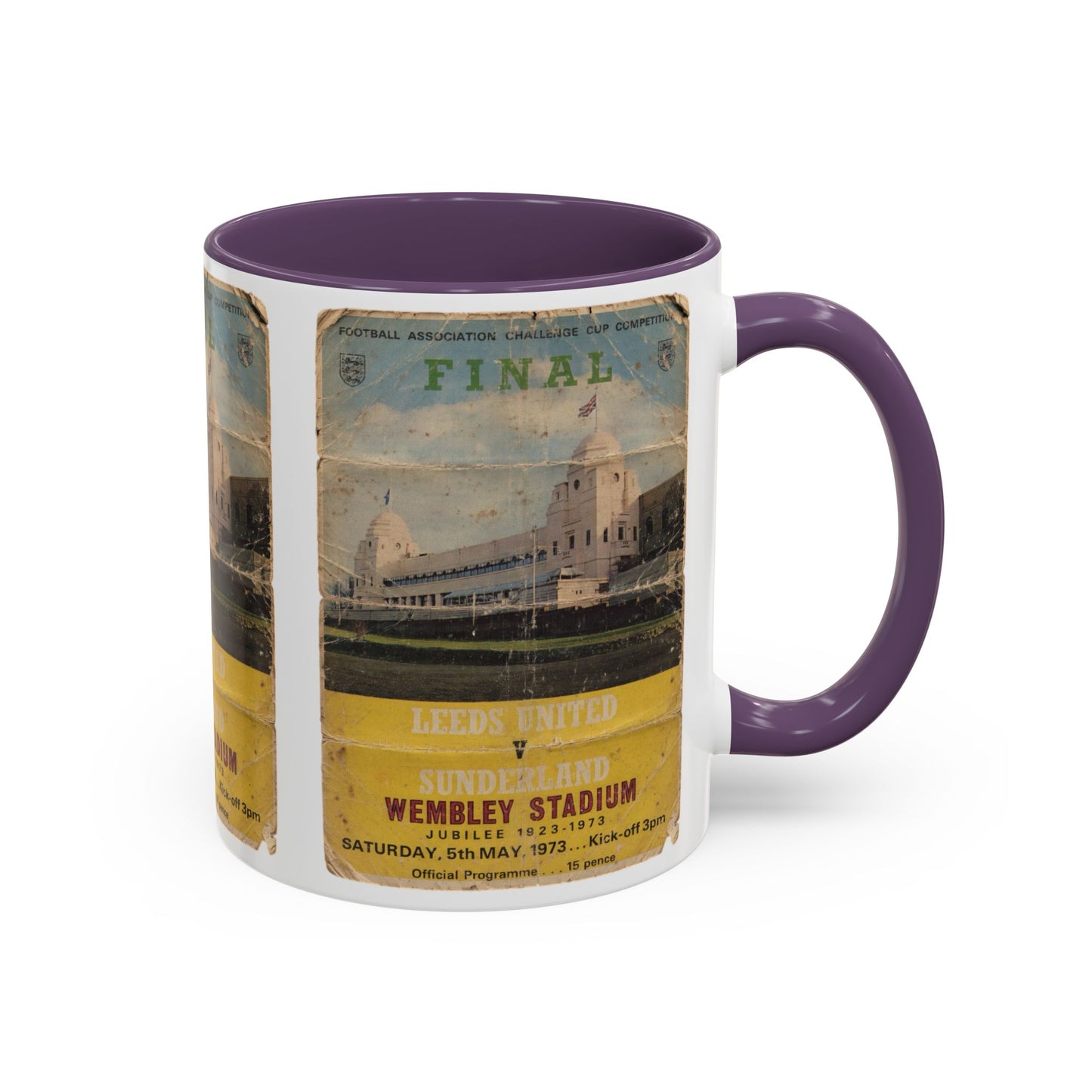 1973 FA Cup Final Programme Poster Sunderland Leeds United Accent Coffee Mug (11, 15oz)