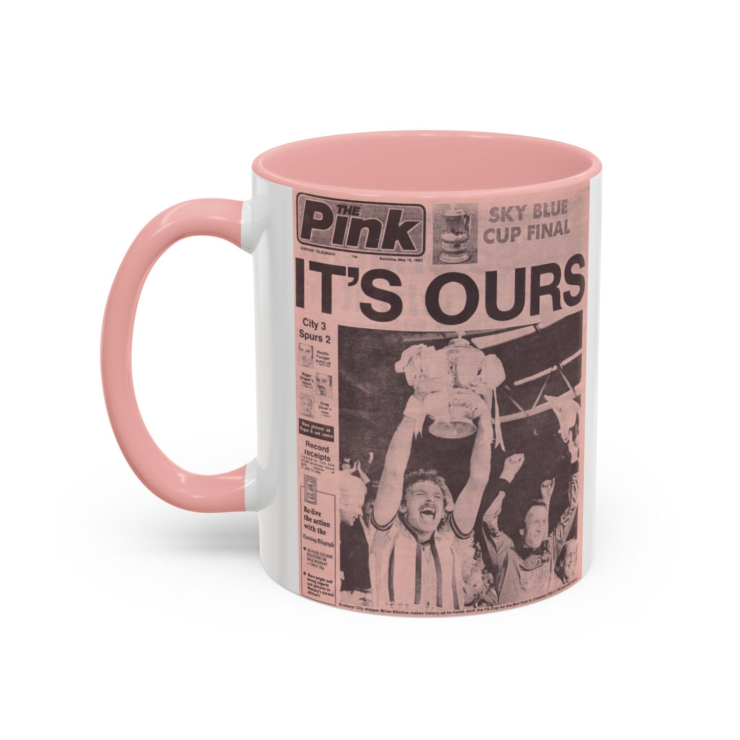 Coventry City Newspaper The Pink FA Cup Final 1987 Accent Coffee Mug (11, 15oz)