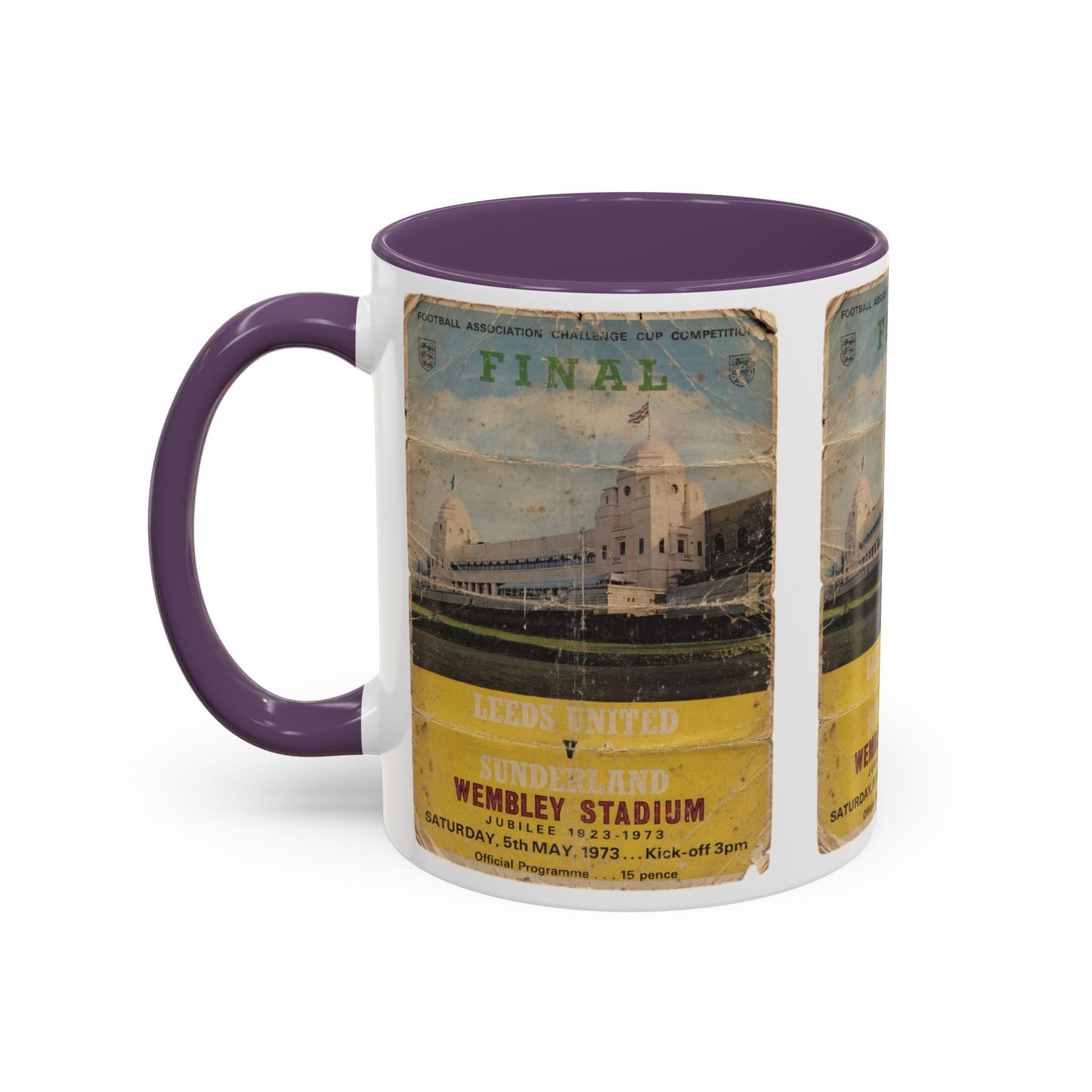 1973 FA Cup Final Programme Poster Sunderland Leeds United Accent Coffee Mug (11, 15oz)