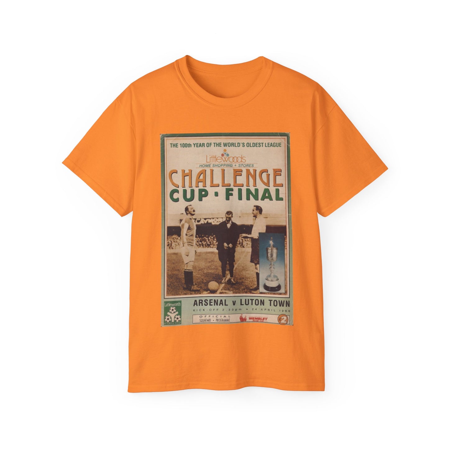 1988 Littlewoods Cup Final Luton Town Arsenal Programme Poster Unisex Ultra Cotton Tee