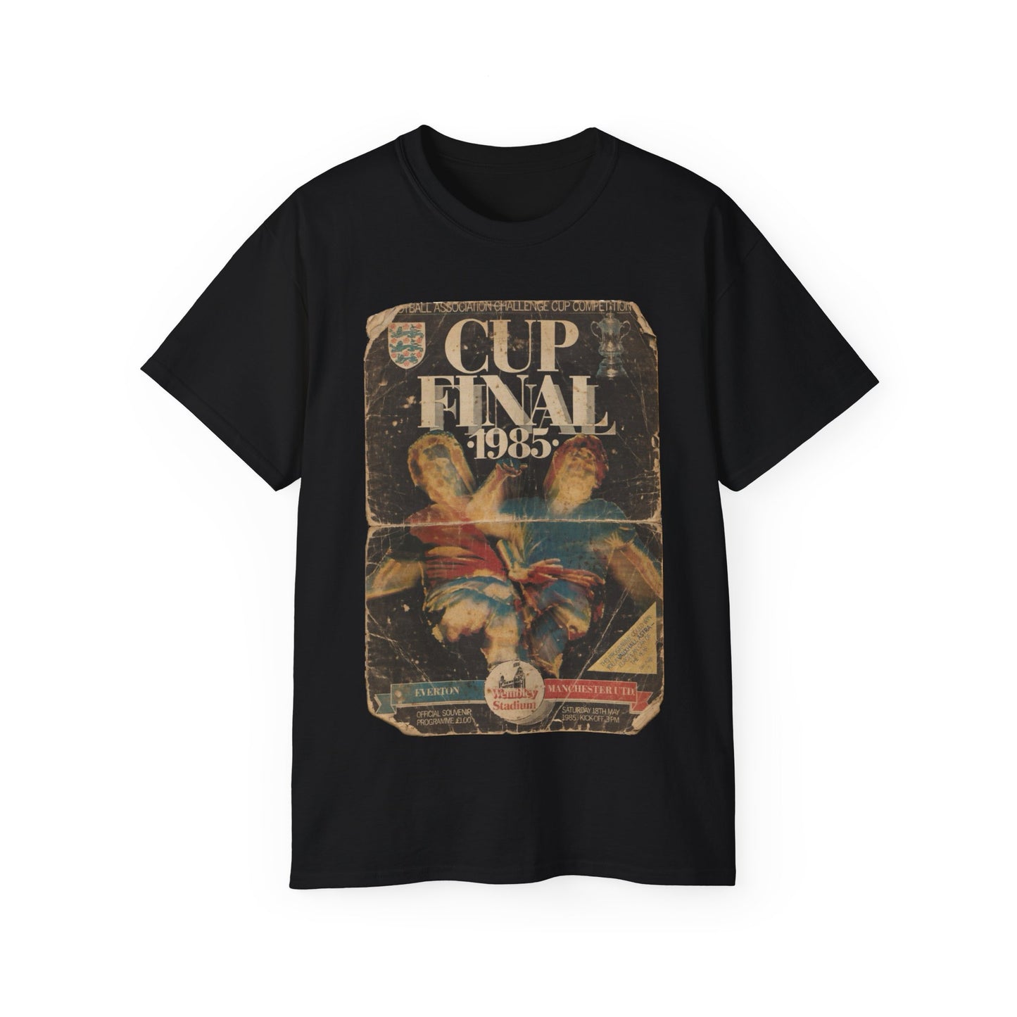1985 FA Cup Final Manchester United Everton Programme Poster Unisex Ultra Cotton Tee