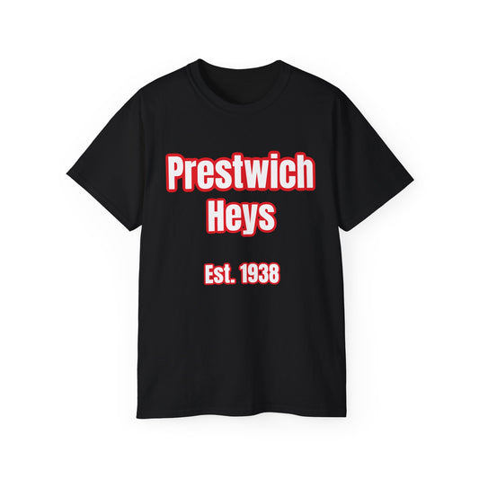 Prestwich Heys Est. 1938 Red on Black
