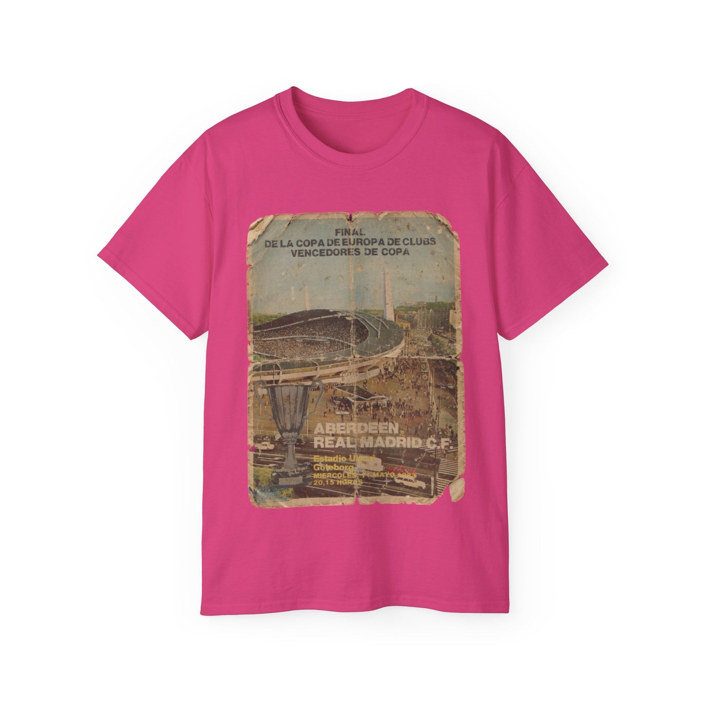 1983 European Cup Winners Cup Final Aberdeen Real Madrid Poster Unisex Ultra Cotton Tee