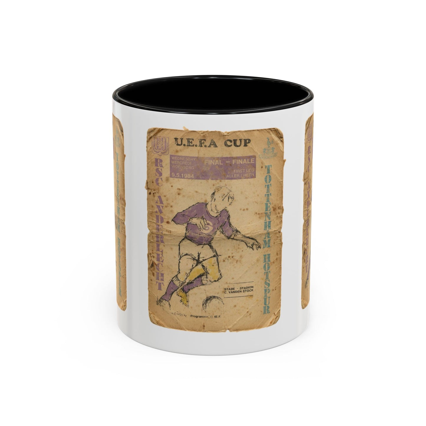 1984 UEFA Cup Final Tottenham Hotspur Anderlecht Programme Poster Accent Coffee Mug (11, 15oz)
