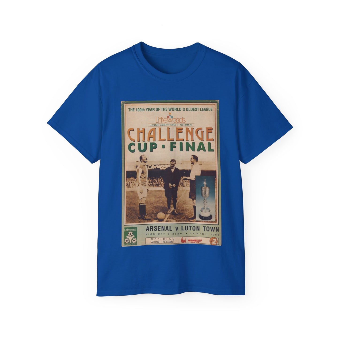 1988 Littlewoods Cup Final Luton Town Arsenal Programme Poster Unisex Ultra Cotton Tee