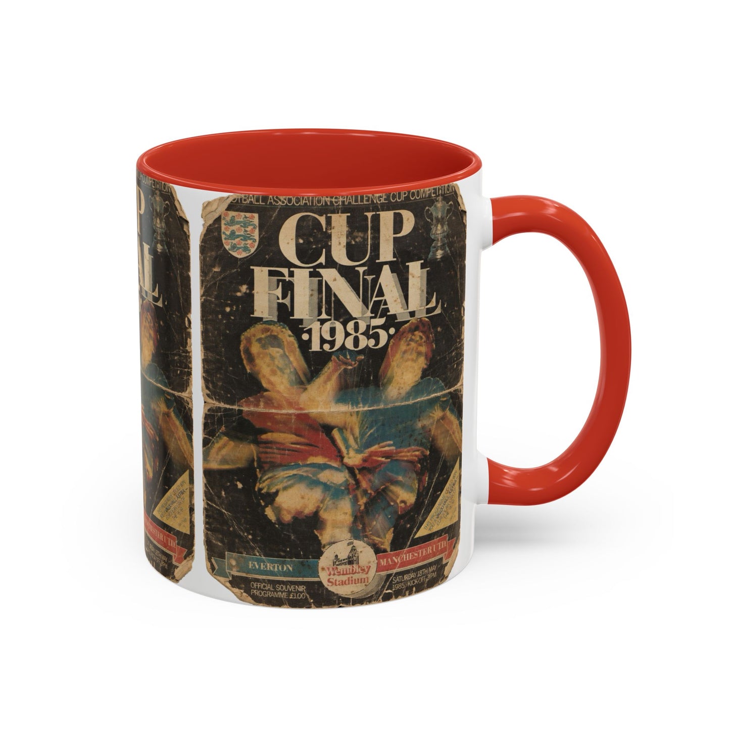 1985 FA Cup Final Manchester United Everton Programme Poster Accent Coffee Mug (11, 15oz)