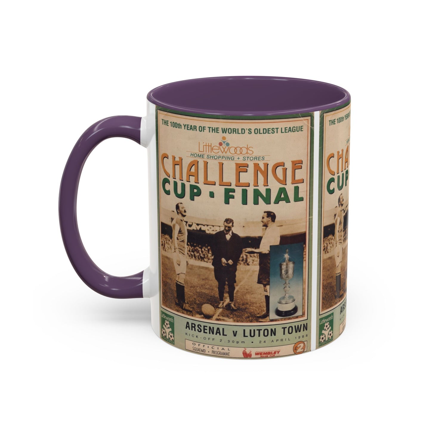 1988 Littlewoods Cup Final Luton Town Arsenal Programme Poster Accent Coffee Mug (11, 15oz)