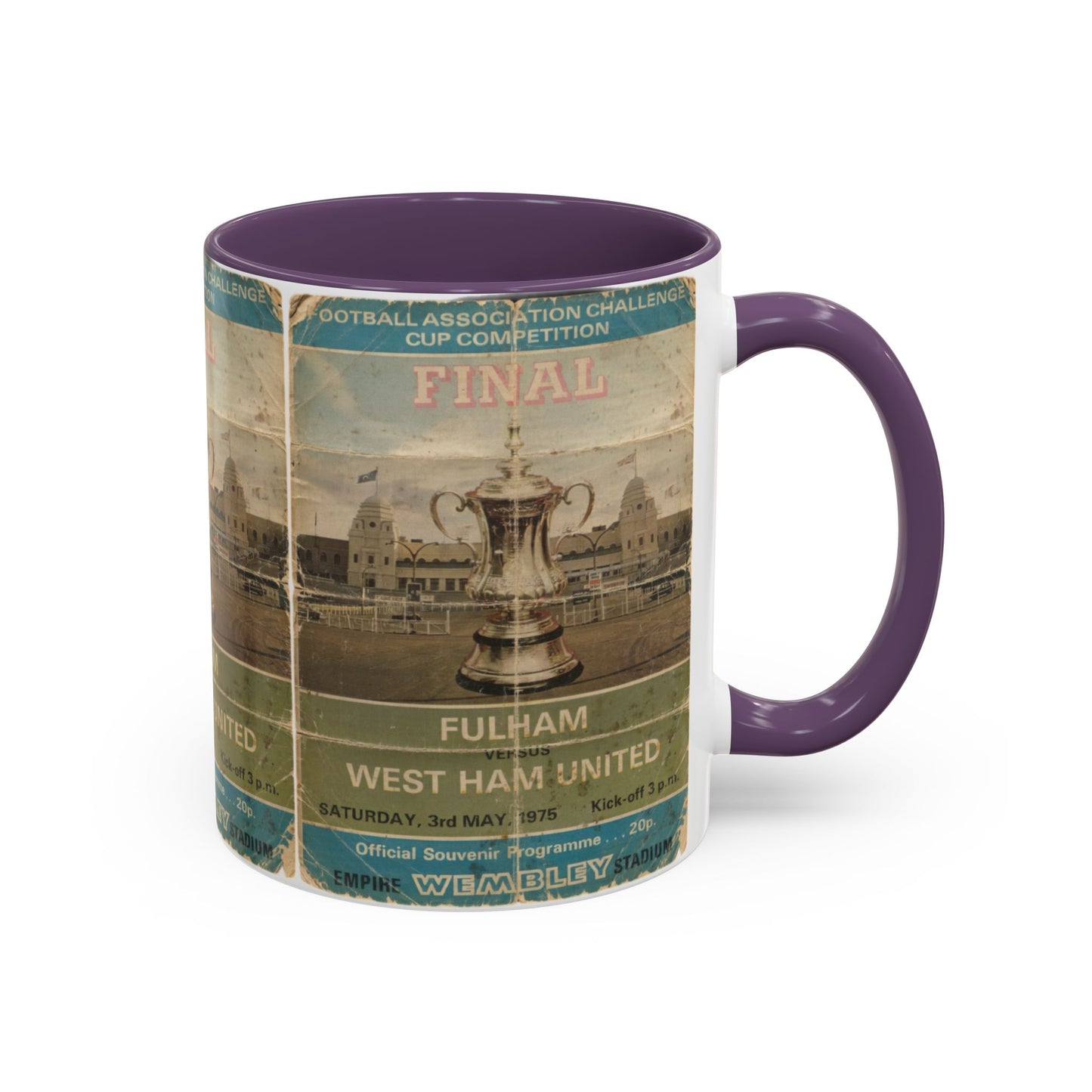 1975 FA Cup Final Programme Poster West Ham Fulham Accent Coffee Mug (11, 15oz)