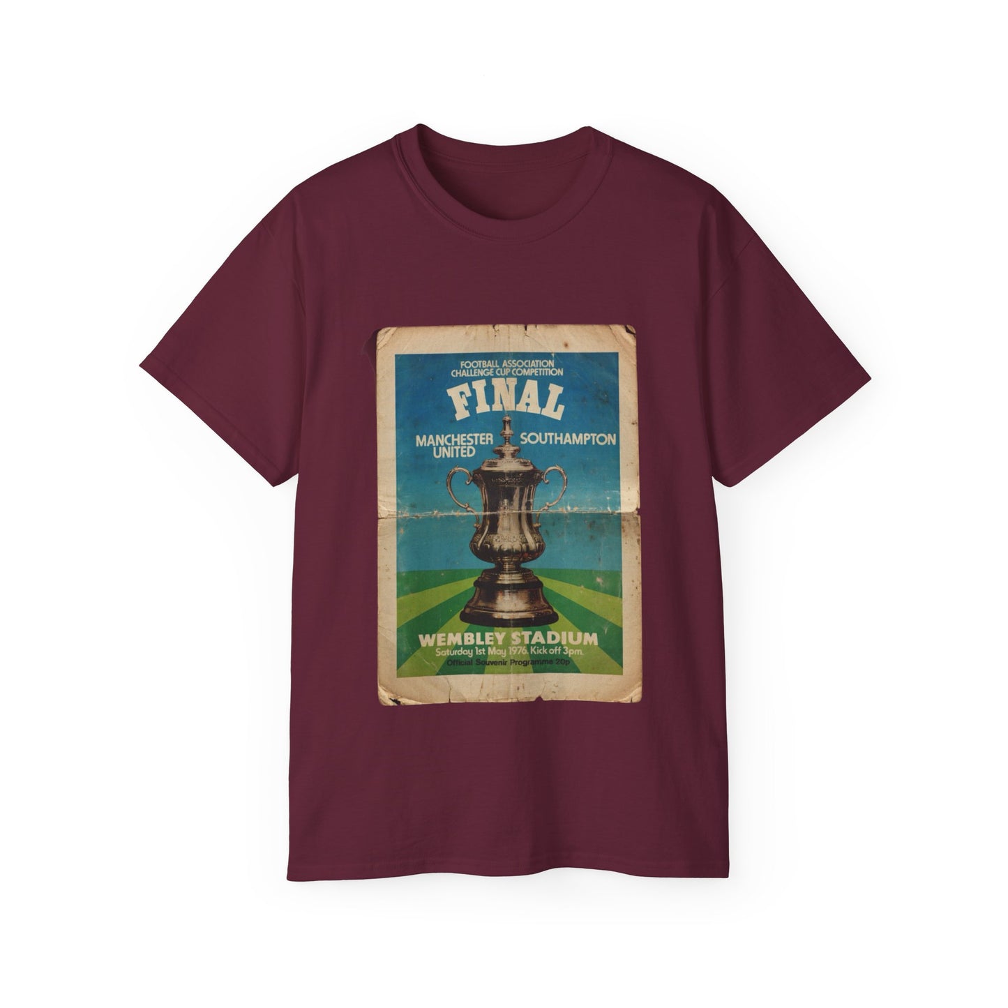 1976 FA Cup Final Manchester United Southampton Programme Poster Unisex Ultra Cotton Tee