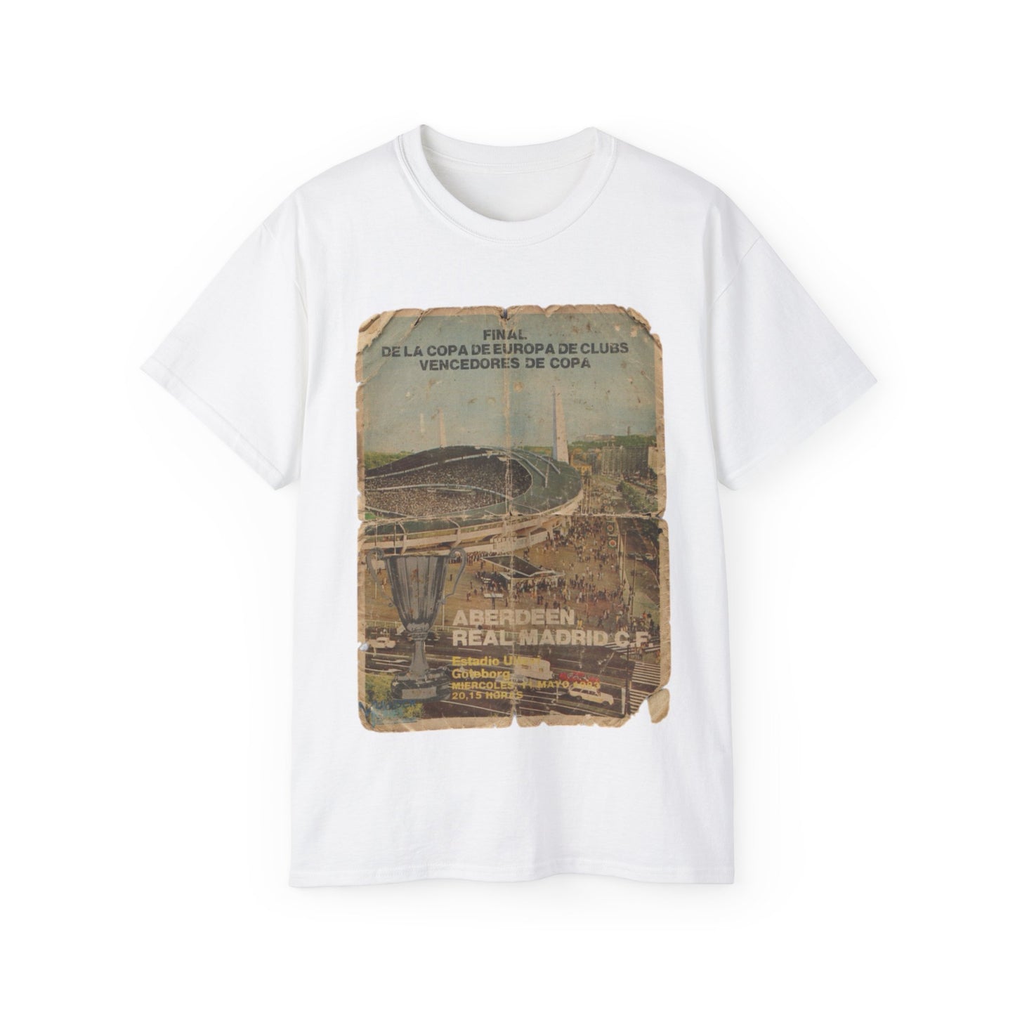 1983 European Cup Winners Cup Final Aberdeen Real Madrid Poster Unisex Ultra Cotton Tee