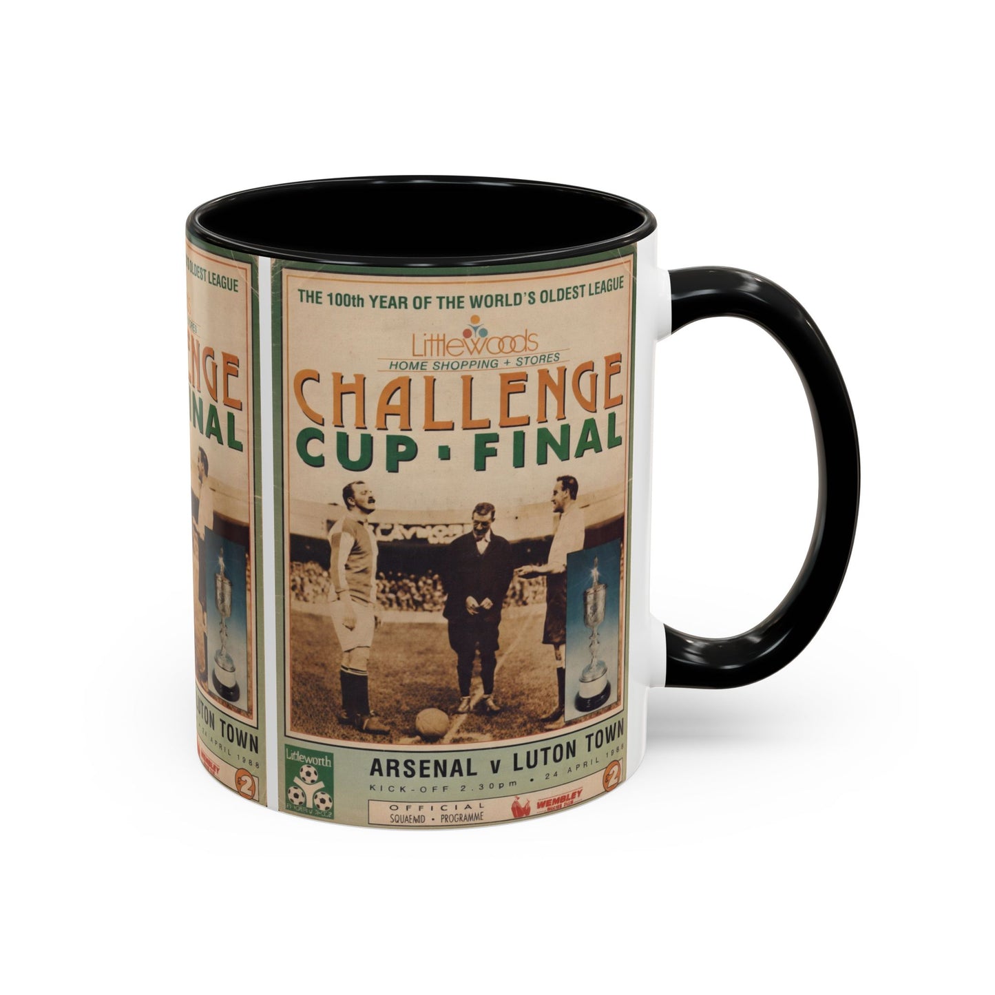 1988 Littlewoods Cup Final Luton Town Arsenal Programme Poster Accent Coffee Mug (11, 15oz)