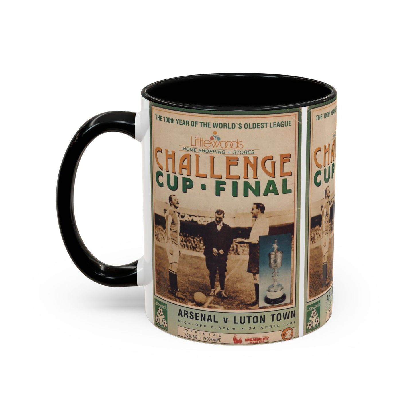 1988 Littlewoods Cup Final Luton Town Arsenal Programme Poster Accent Coffee Mug (11, 15oz)