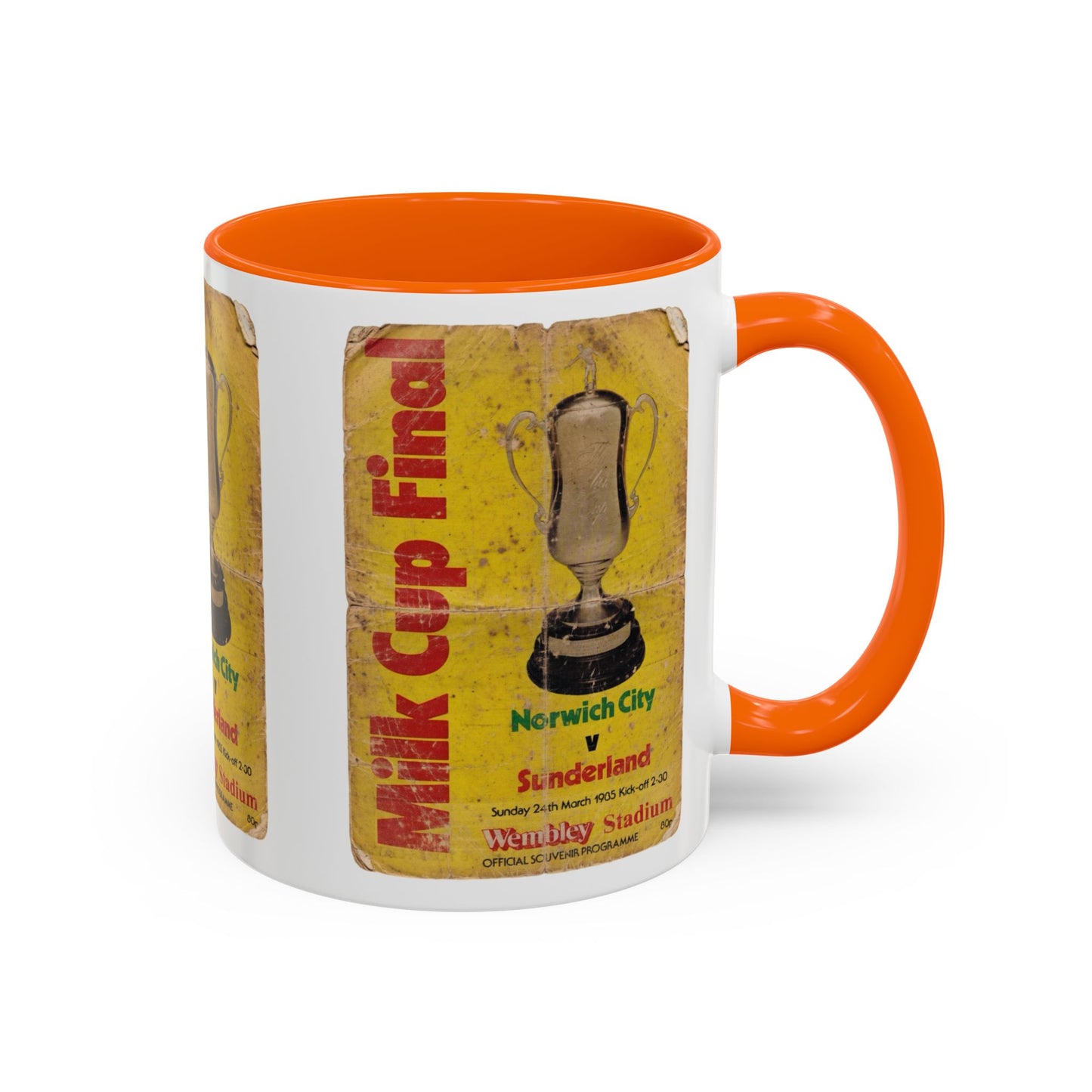1985 Milk Cup Final Norwich City Sunderland Programme Poster Accent Coffee Mug (11, 15oz)