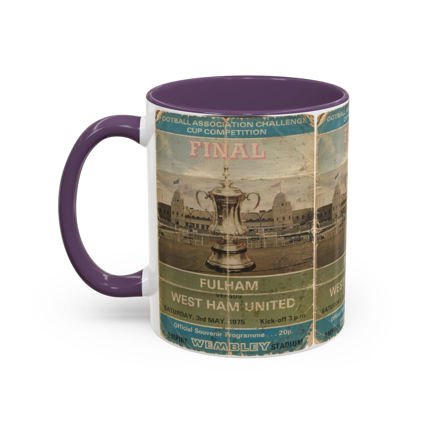 1975 FA Cup Final Programme Poster West Ham Fulham Accent Coffee Mug (11, 15oz)