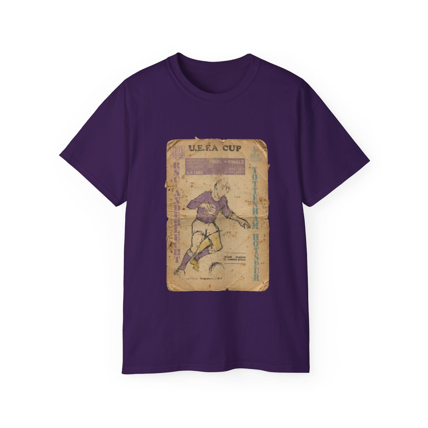1984 UEFA Cup Final Tottenham Hotspur Anderlecht Programme Poster Unisex Ultra Cotton Tee