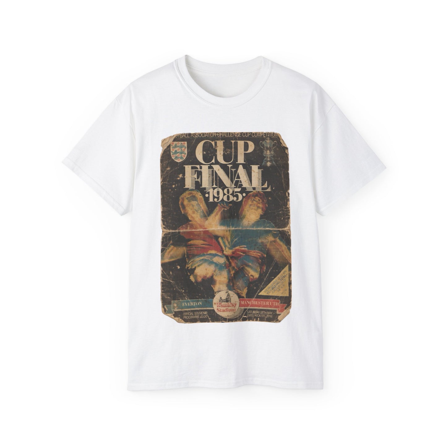 1985 FA Cup Final Manchester United Everton Programme Poster Unisex Ultra Cotton Tee
