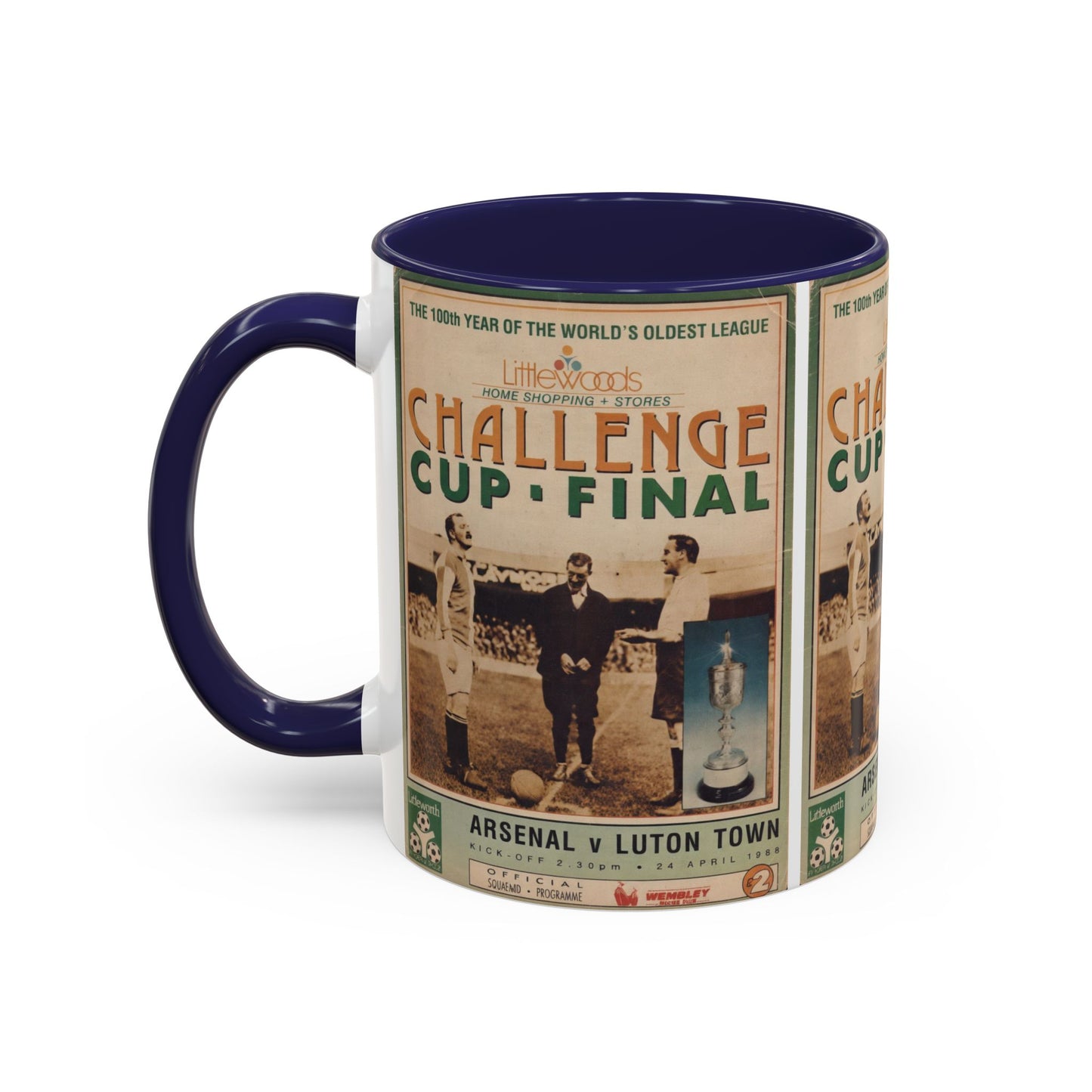 1988 Littlewoods Cup Final Luton Town Arsenal Programme Poster Accent Coffee Mug (11, 15oz)