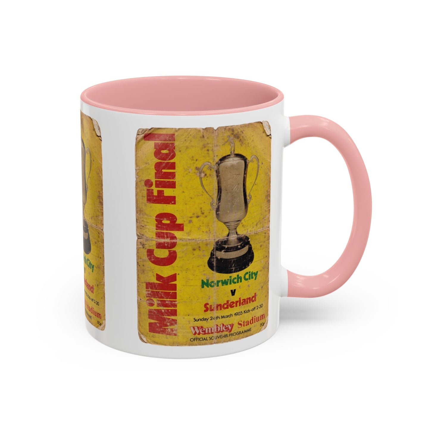 1985 Milk Cup Final Norwich City Sunderland Programme Poster Accent Coffee Mug (11, 15oz)