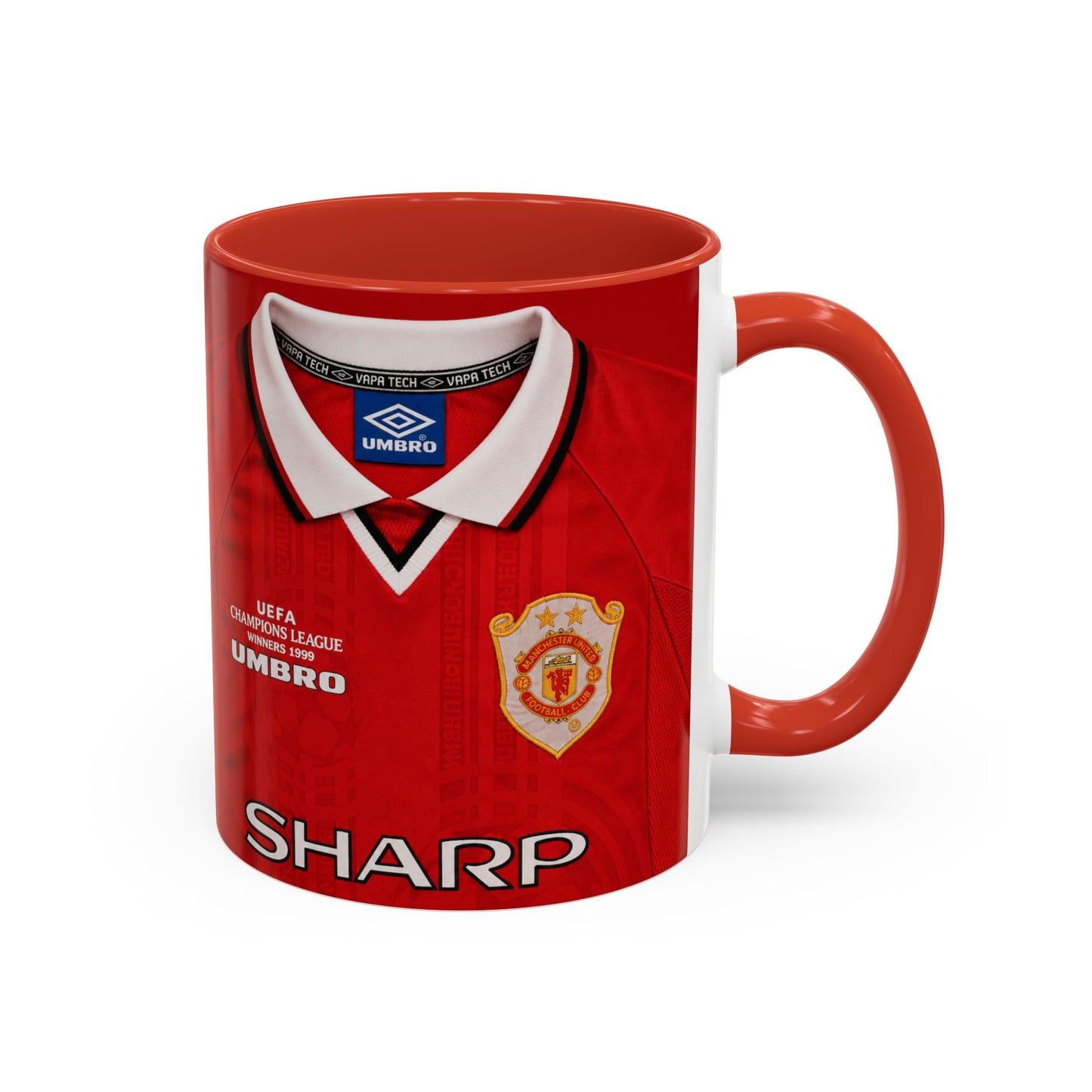 Manchester United European Shirt 1997-2000 Accent Coffee Mug (11, 15oz)
