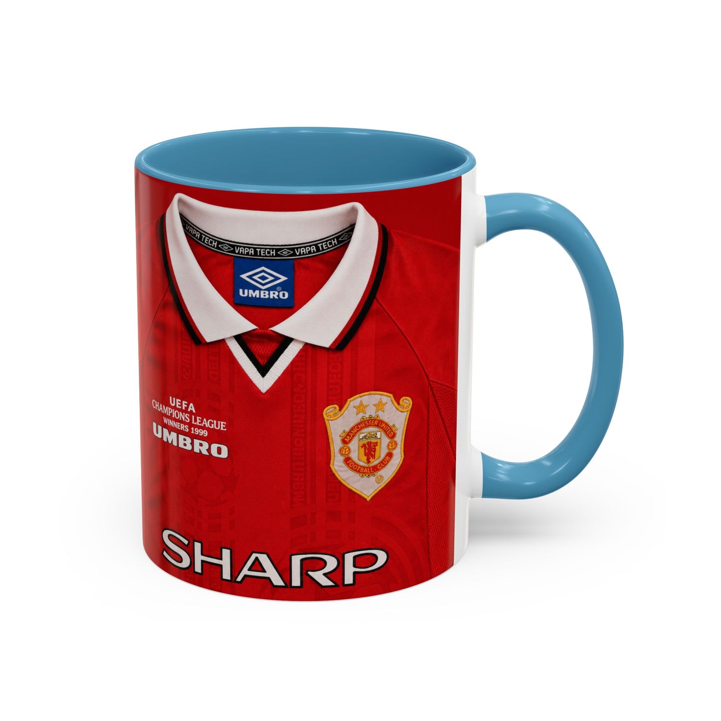 Manchester United European Shirt 1997-2000 Accent Coffee Mug (11, 15oz)