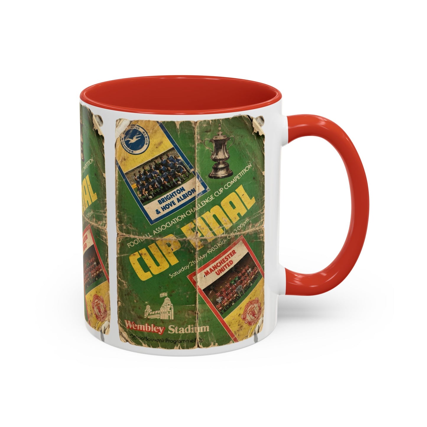 1983 FA Cup Final Manchester United Brighton Programme Poster Accent Coffee Mug (11, 15oz)