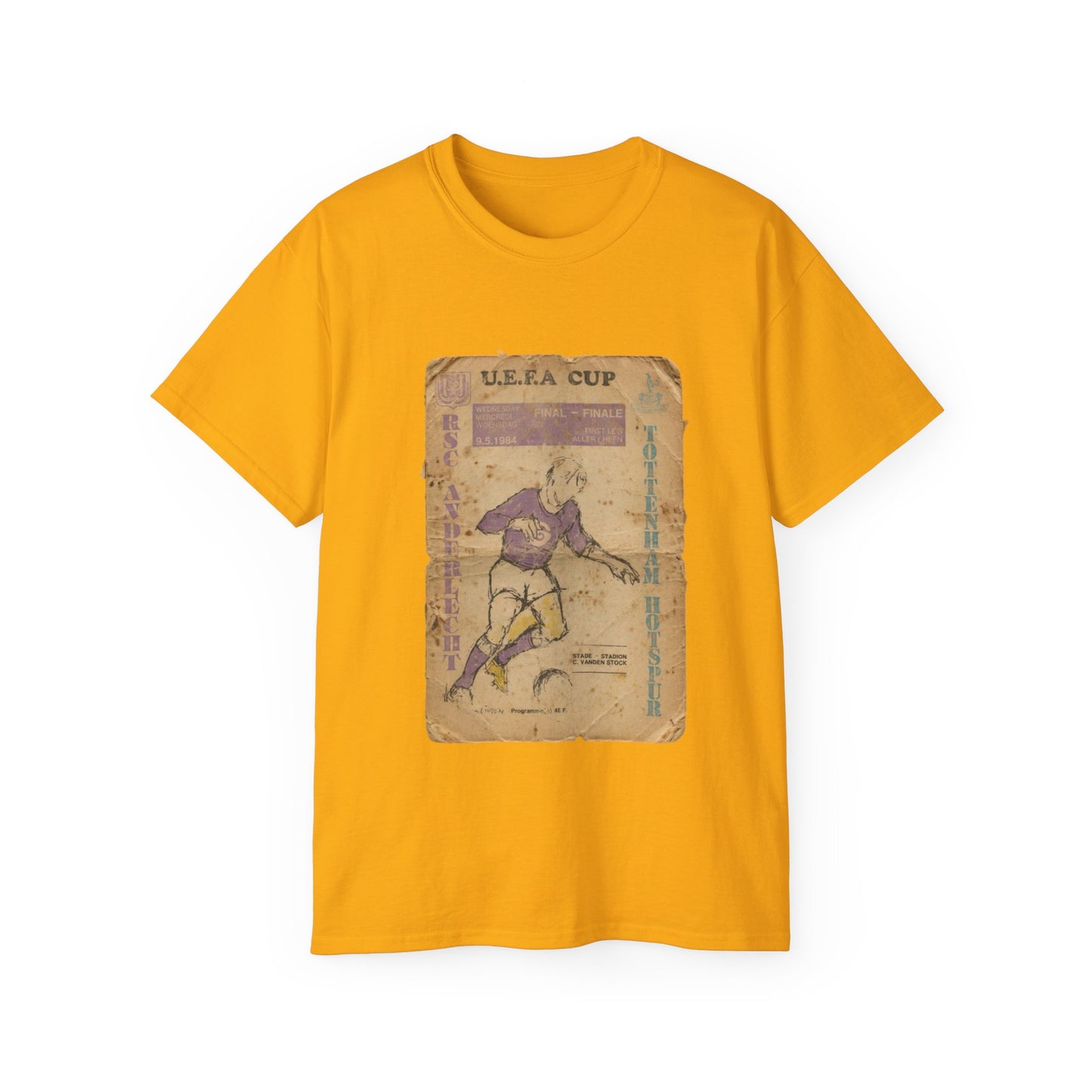 1984 UEFA Cup Final Tottenham Hotspur Anderlecht Programme Poster Unisex Ultra Cotton Tee