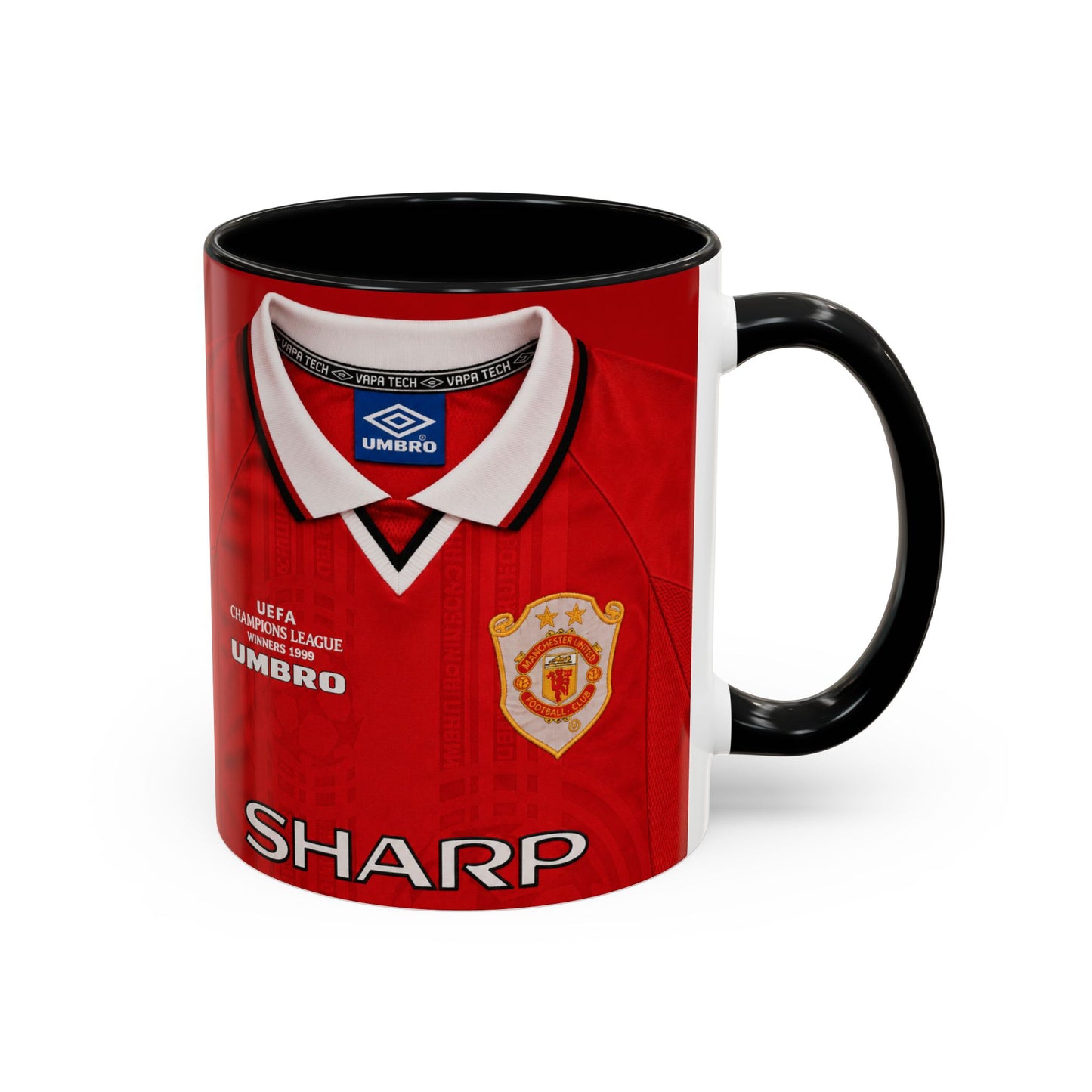 Manchester United European Shirt 1997-2000 Accent Coffee Mug (11, 15oz)