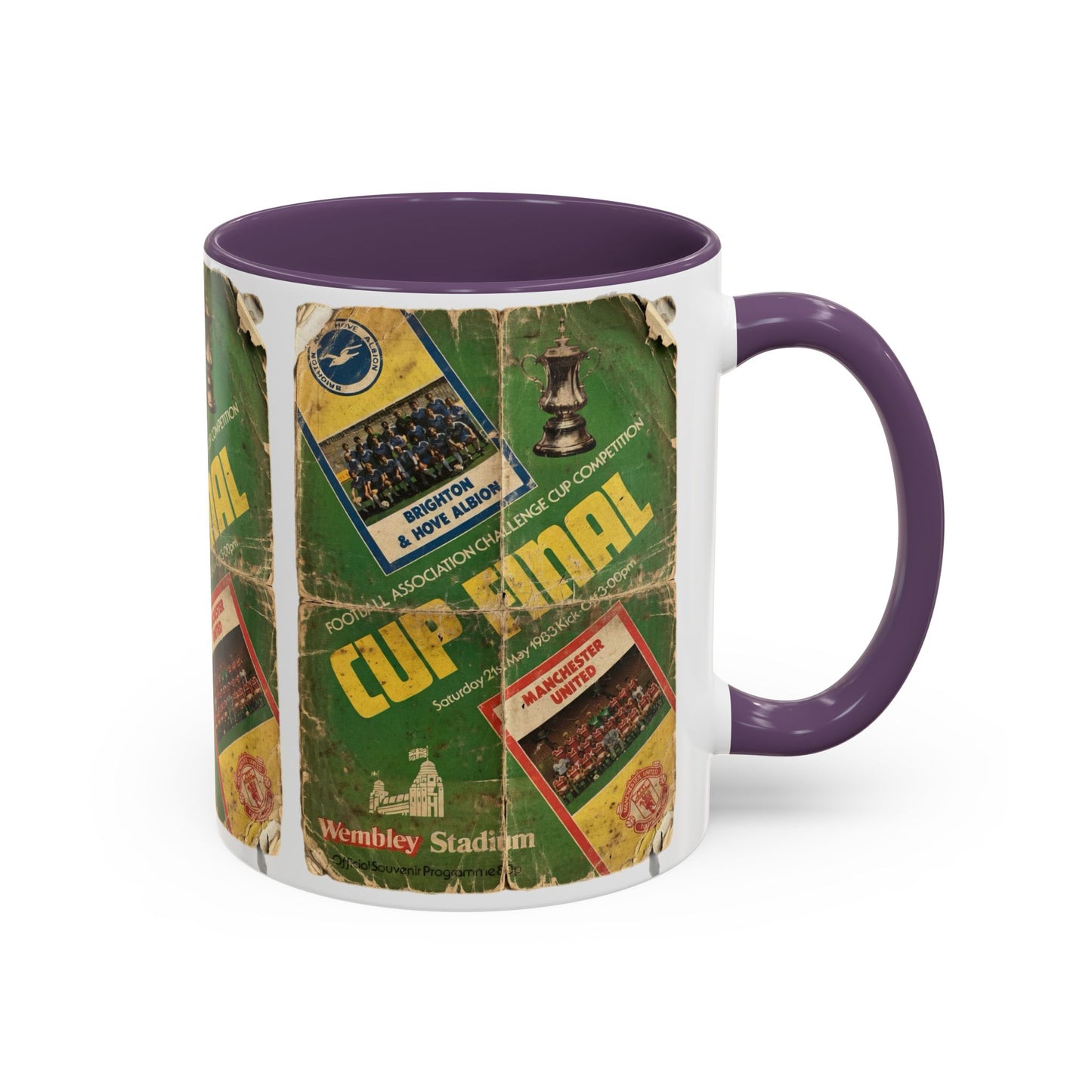 1983 FA Cup Final Manchester United Brighton Programme Poster Accent Coffee Mug (11, 15oz)