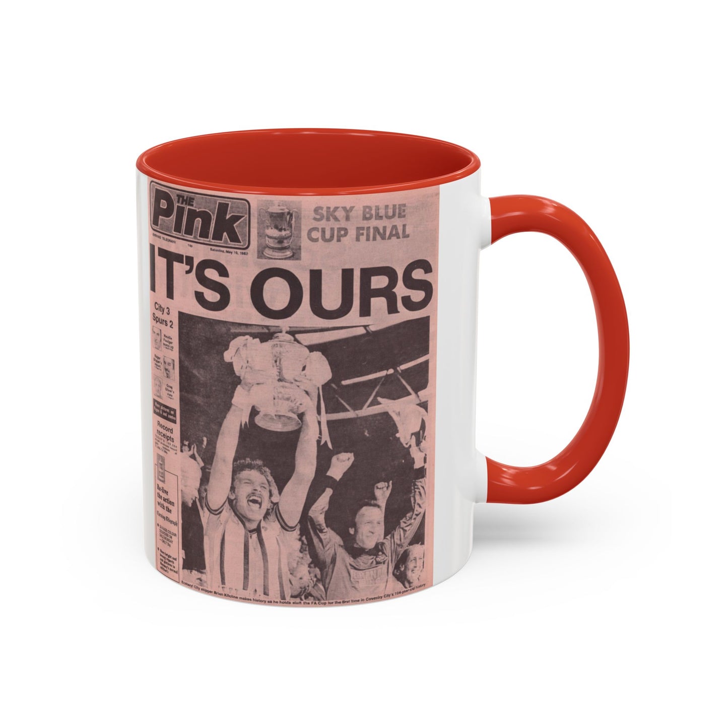 Coventry City Newspaper The Pink FA Cup Final 1987 Accent Coffee Mug (11, 15oz)
