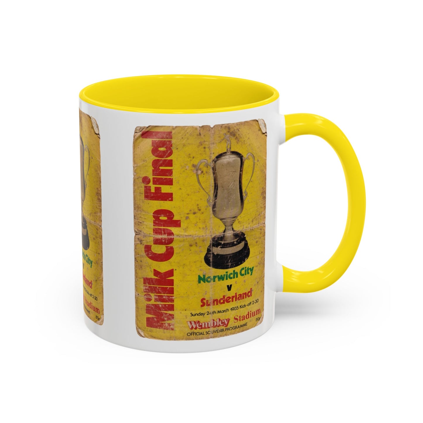 1985 Milk Cup Final Norwich City Sunderland Programme Poster Accent Coffee Mug (11, 15oz)