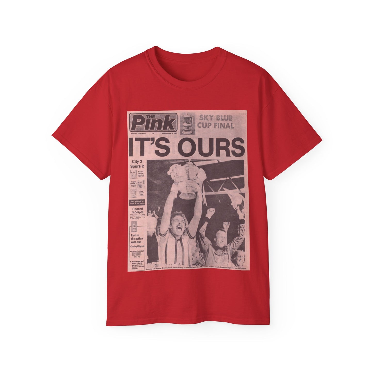 Coventry City Newspaper The Pink FA Cup Final 1987 Unisex Ultra Cotton Tee