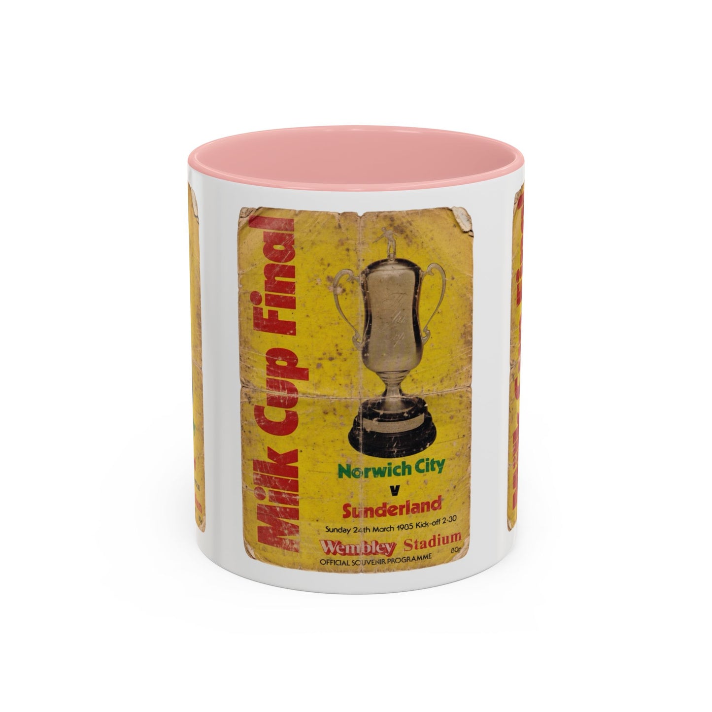 1985 Milk Cup Final Norwich City Sunderland Programme Poster Accent Coffee Mug (11, 15oz)