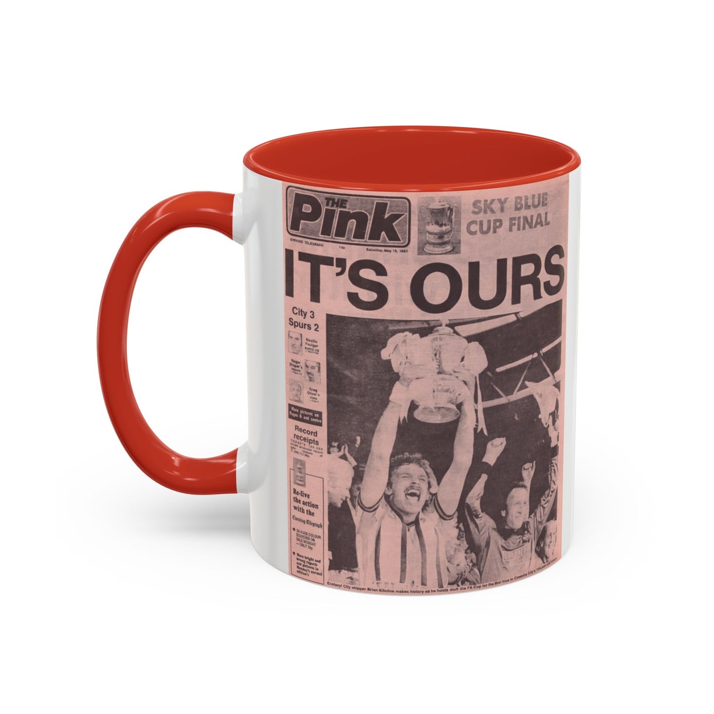 Coventry City Newspaper The Pink FA Cup Final 1987 Accent Coffee Mug (11, 15oz)